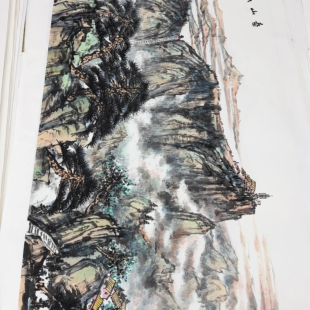 六***马国画四尺山水一张