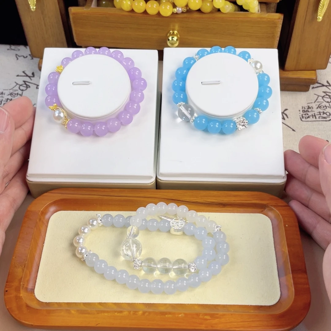 和田玉手链银S925镀金镶嵌