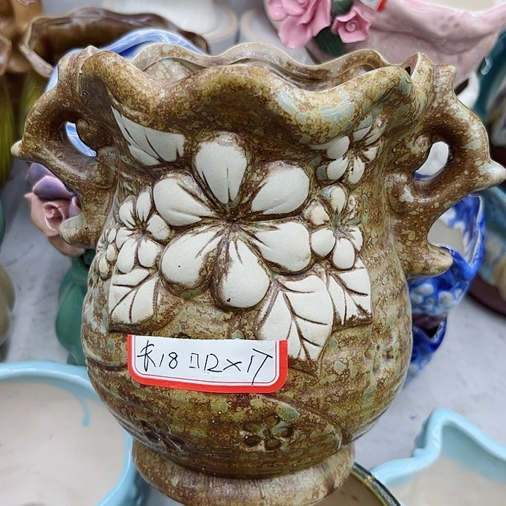 多肉绿植陶瓷花盆9.9包邮，有孔