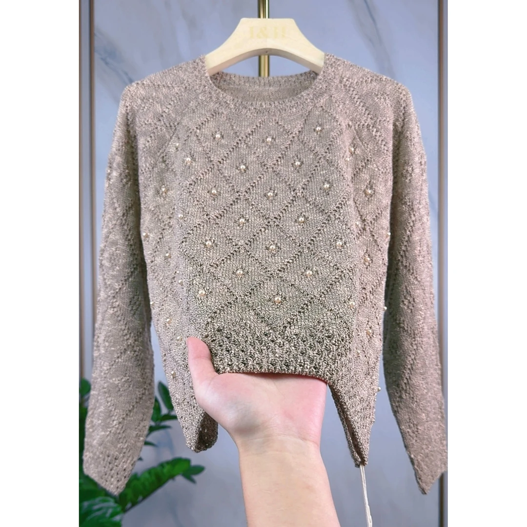 【尼卡优选】2025春季新款优雅气质减龄针织衫圆领套头上衣838