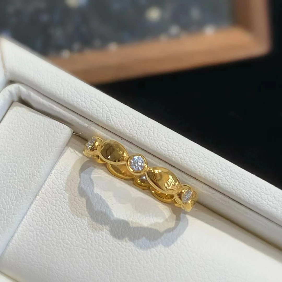 足金999 黄金5G工艺 糖果点钻莫桑戒指