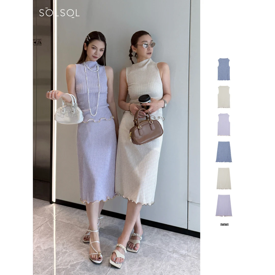 IMMI小众设计师品牌25春夏新品泡泡棉弹力紧身半裙无袖套装SOLSOL