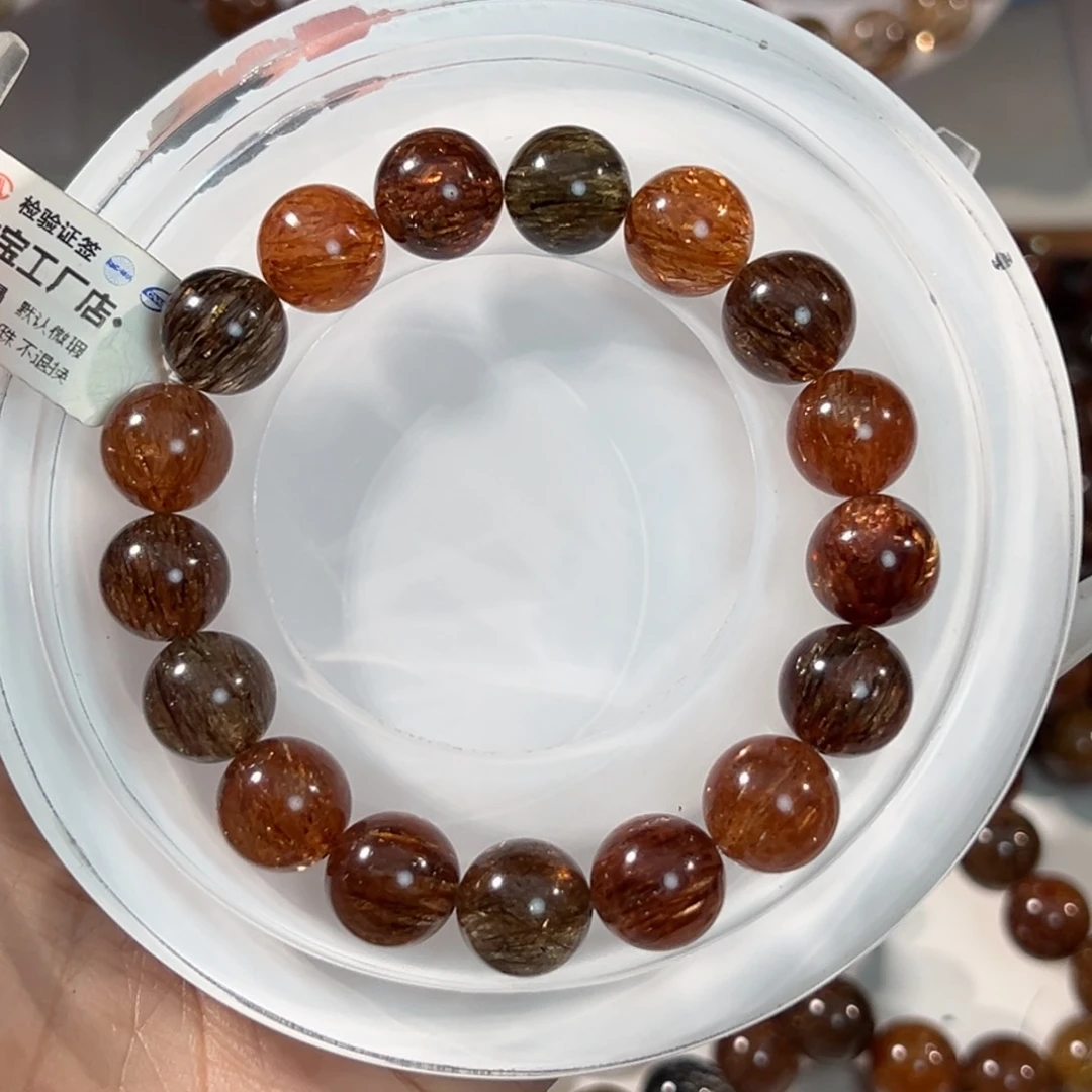 水晶手串未镶嵌黑金超七11m