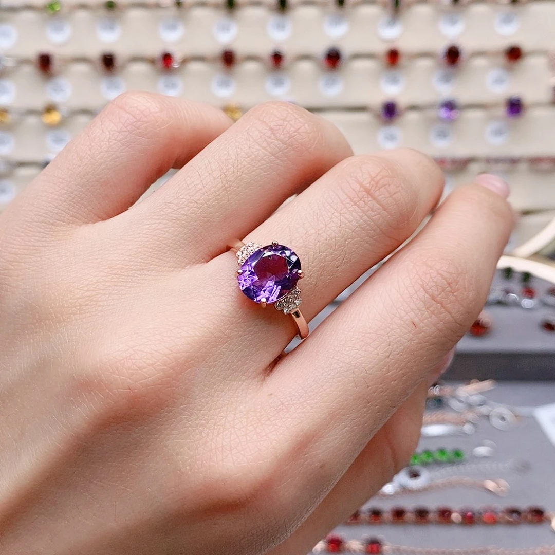 水晶戒指银S925镶嵌戒指