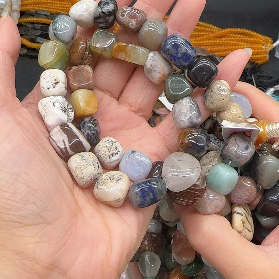合金玛瑙/玉髓珠宝半成品多宝一条圆不定8-10mm