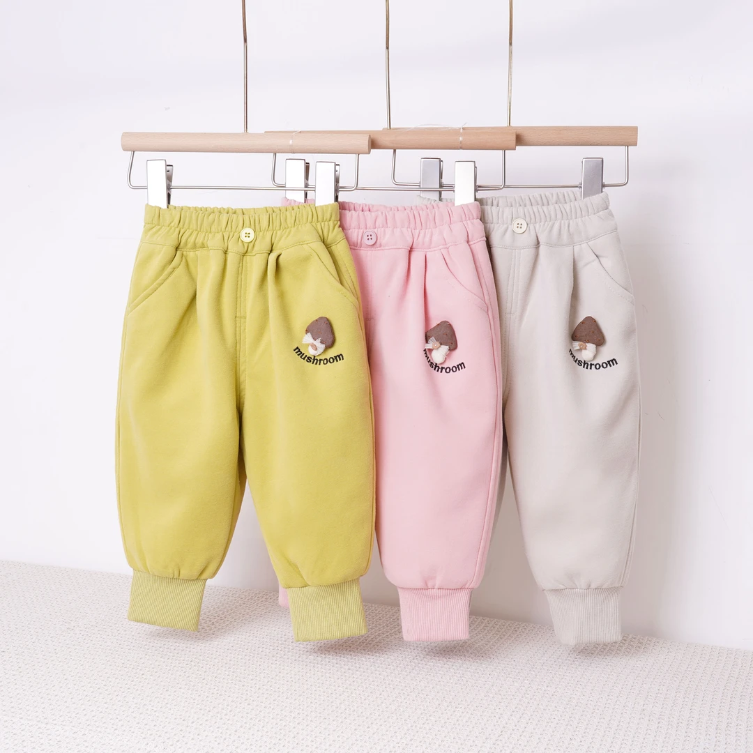 婴儿裤子2025春季上新款小蘑菇百搭舒适可爱男童女童外穿束脚长裤