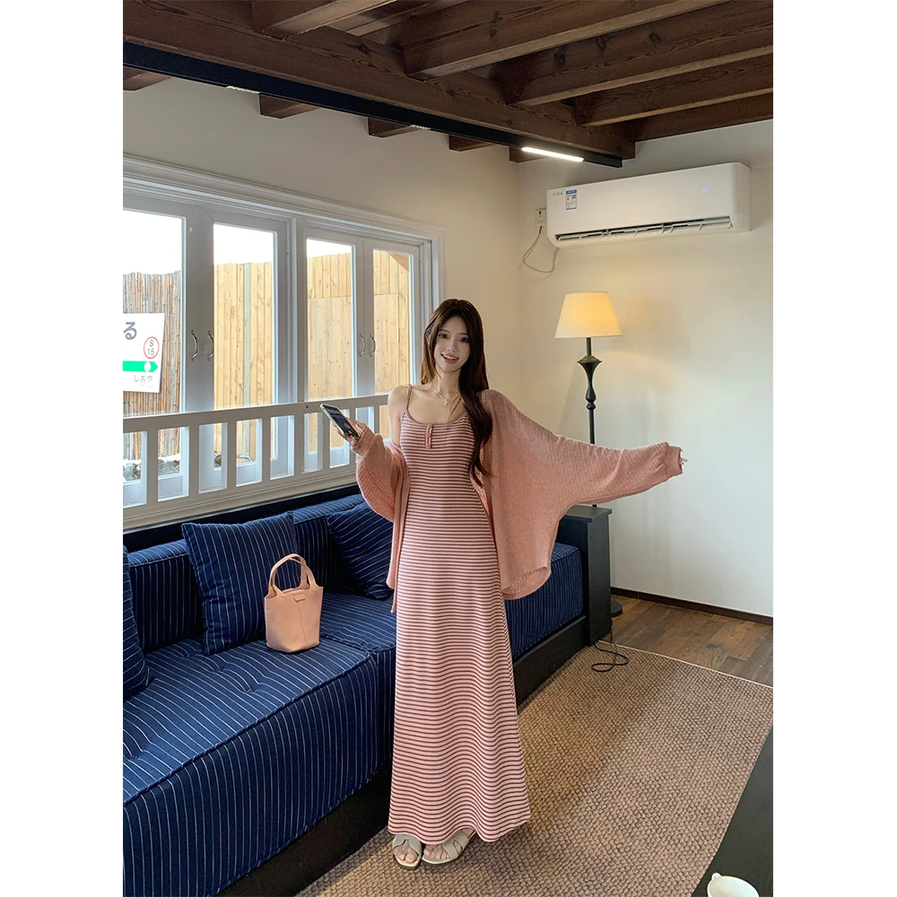 【慵懒韩女】秋季纯欲慵懒风吊带连衣裙针织开衫22605#