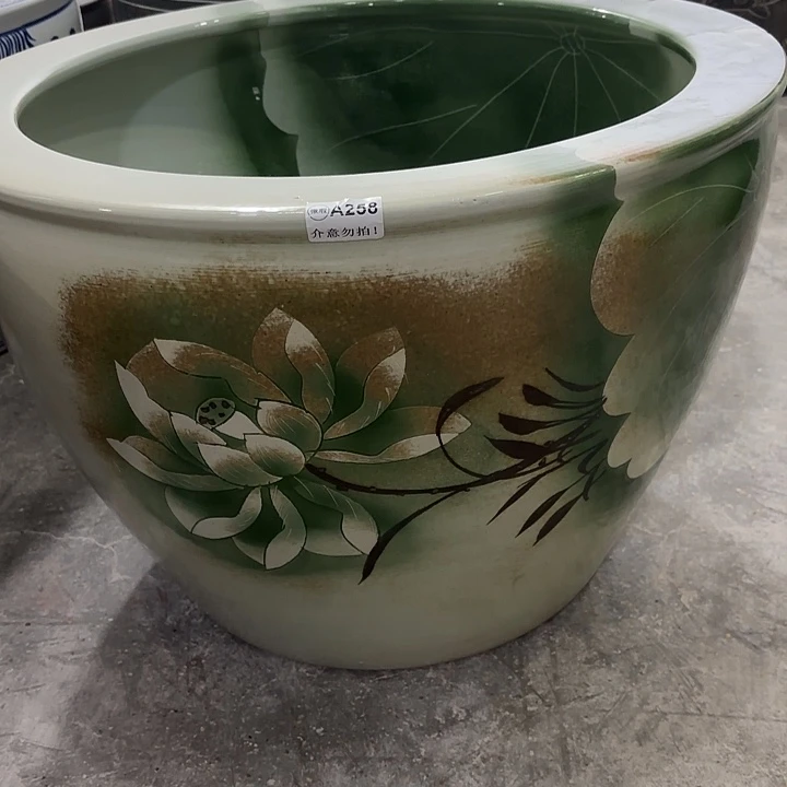 陶瓷鱼缸微瑕绿荷63-43