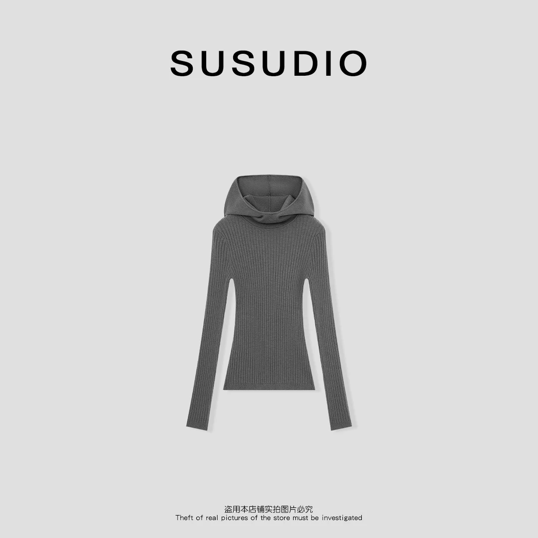 SUSUDIO  慵懒舒适 新款百搭连帽针织衫4058