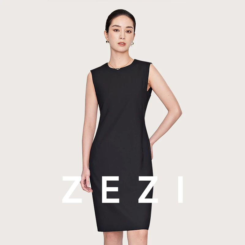ZEZI【北鱼专属】插肩袖进口丝光羊毛连衣裙显瘦休闲圆领无Z11B204Q