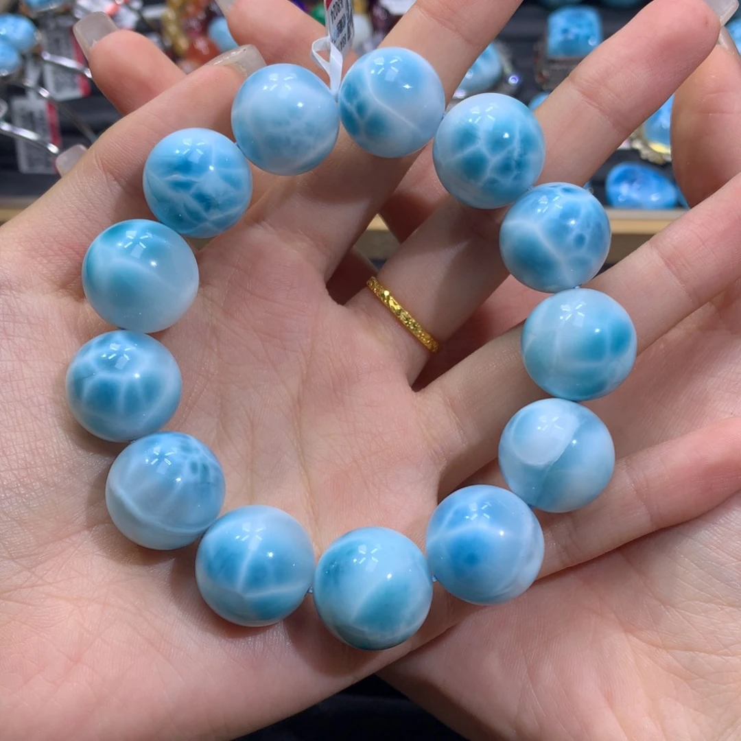 *****针钠钙石（海纹石）未镶嵌手链色差略异
