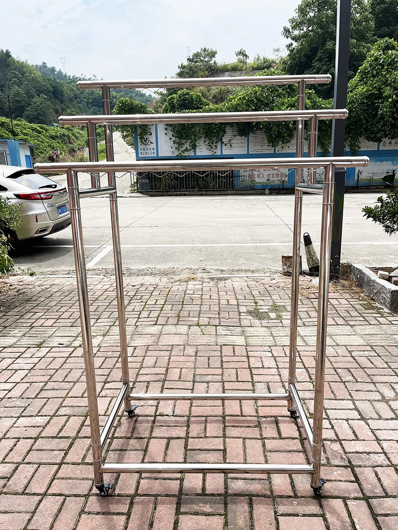 全新满焊不锈钢落地晾衣架防风晾衣杆简易户外家用阳台简约晾晒