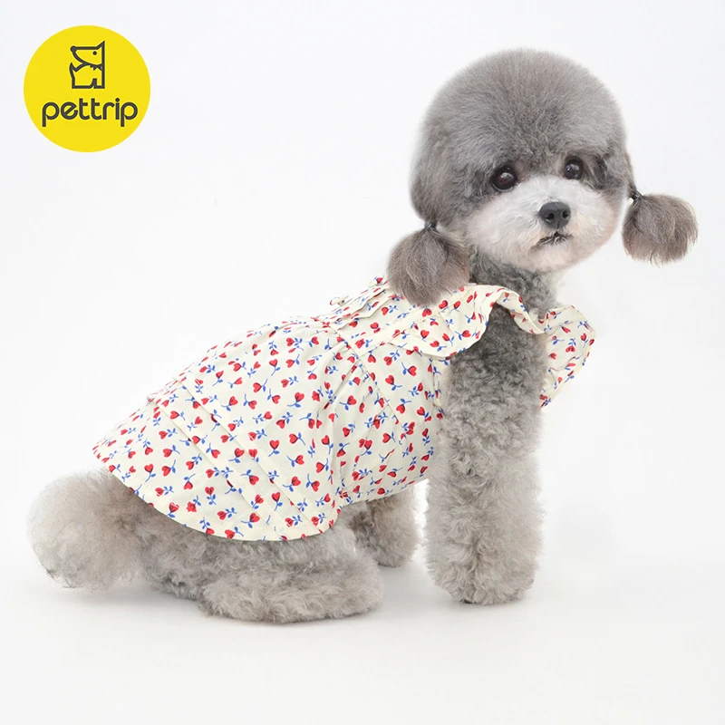 PETTRIP春夏新款宠物裙子小狗裙子碎花猫裙子猫衣服贵宾博美衣服