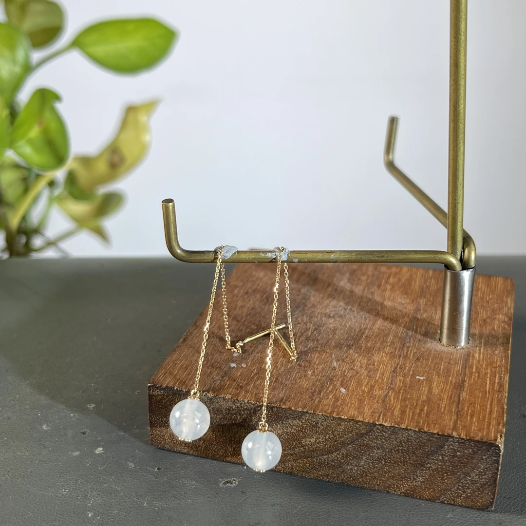 JXA05-104 天然翡翠缅甸A货 18K单珠耳饰