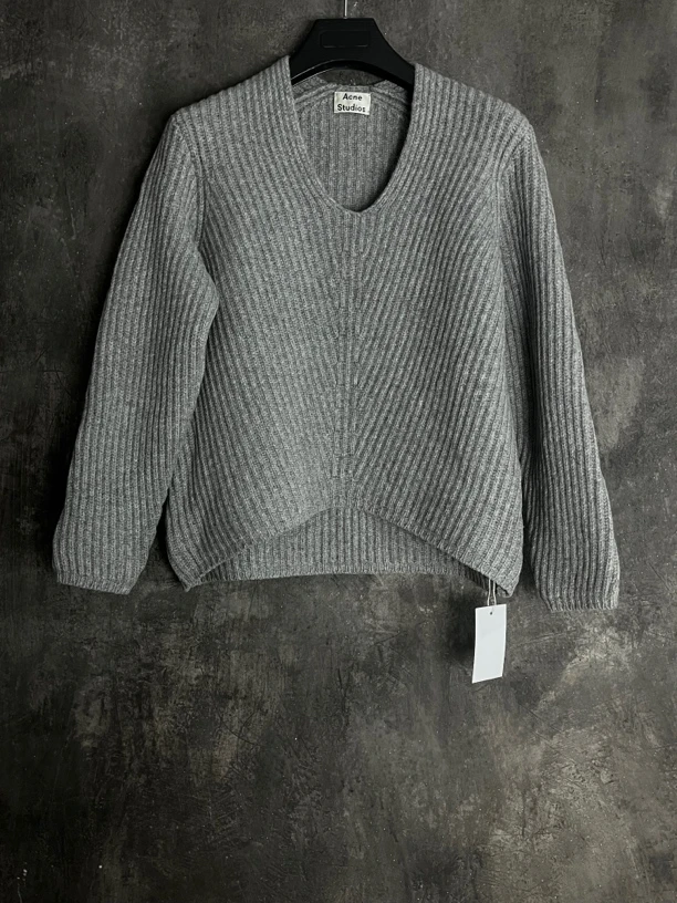 全新未使用 AcneStudios XS码*1/羊毛V领螺纹宽松毛衣/01909