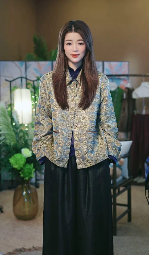 杯子家《宋锦翻领外套》早秋新品开衫上衣
