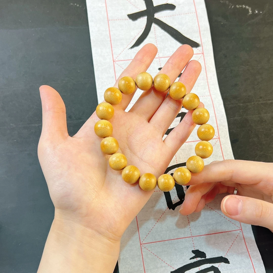 1.0实心玉竹圆珠手串精工饰品搭配手链男女款高油高密老料文玩