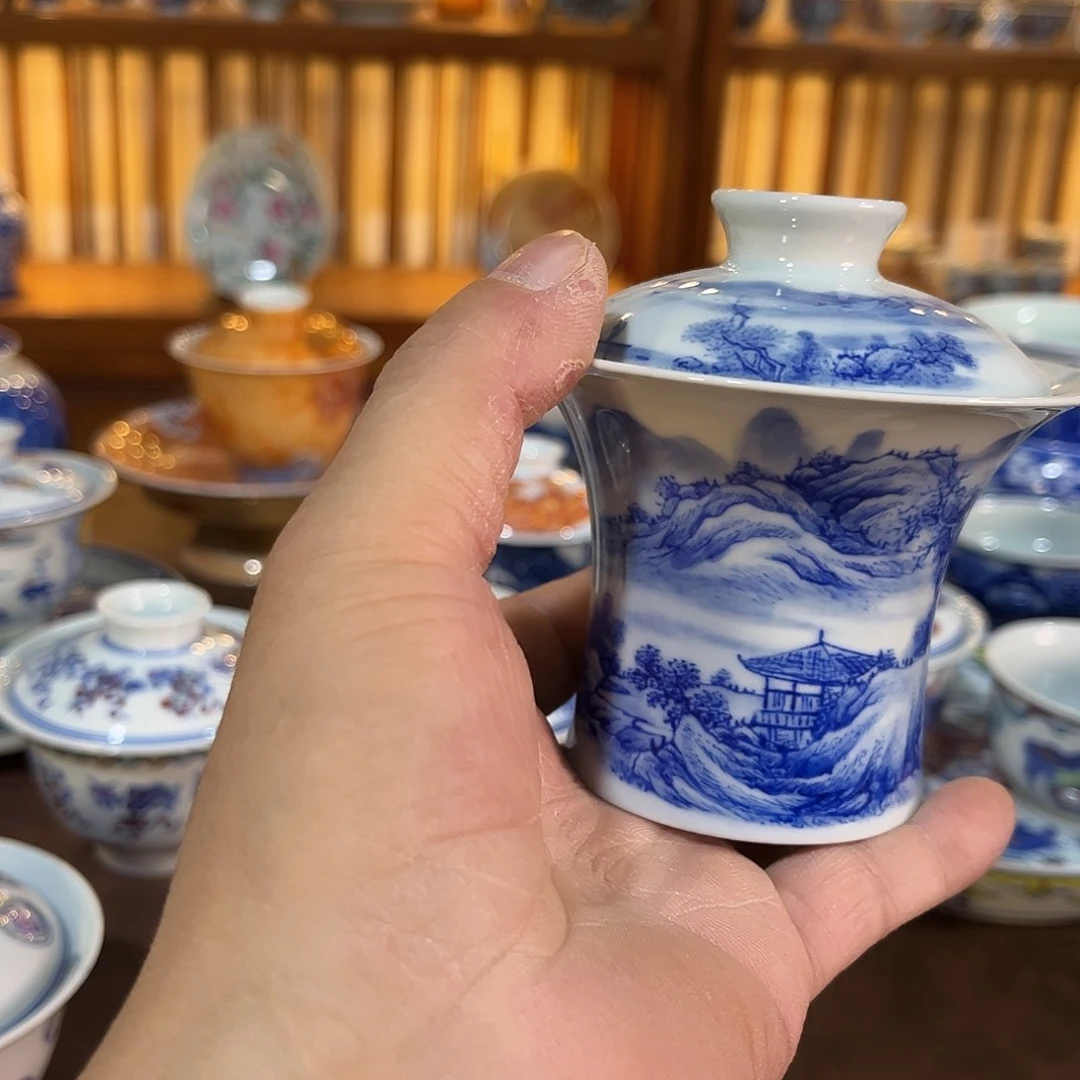 錡镇堂手工手绘盖碗