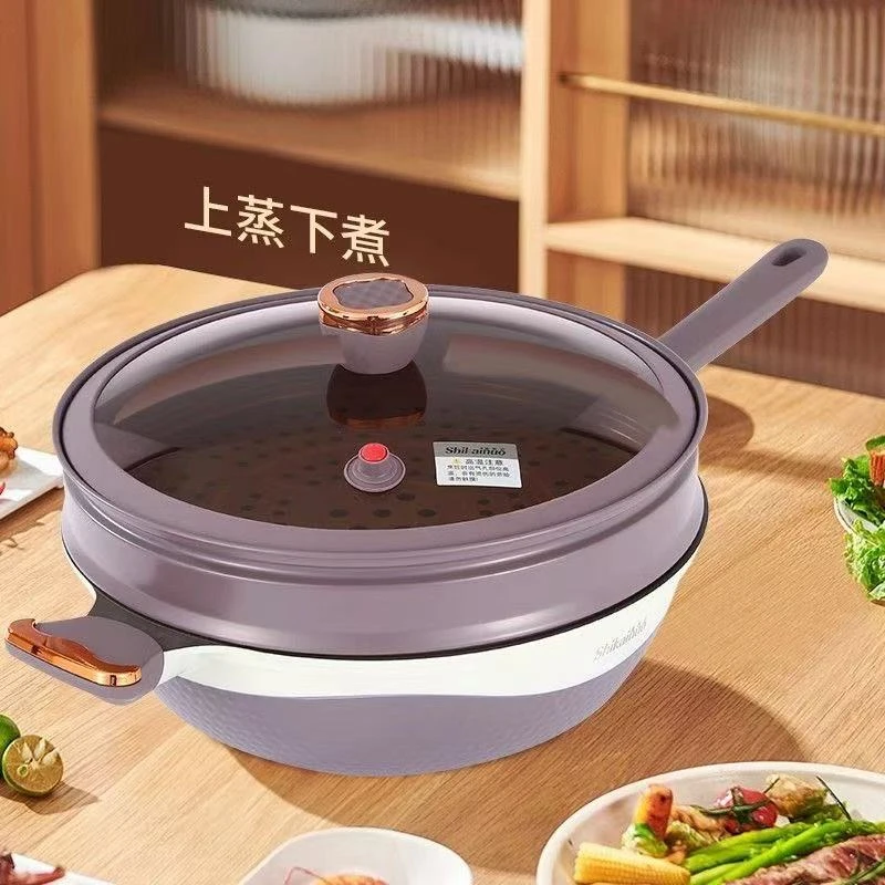 有钛炒锅微压不粘炒菜锅加厚平底锅电磁炉燃气灶通用