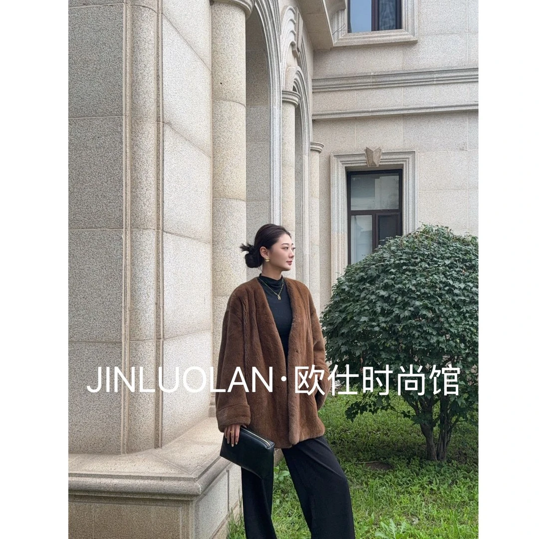 JNLUOLAN•OUSHI/进口紫金短二冬季水貂中长款水貂外套-2402V
