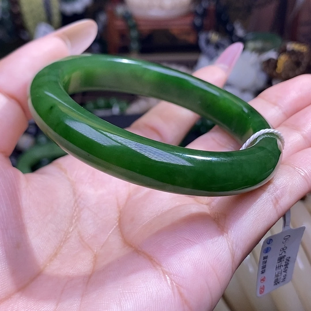 手链未镶嵌和田玉碧玉满色满绿老料手镯58.8圈