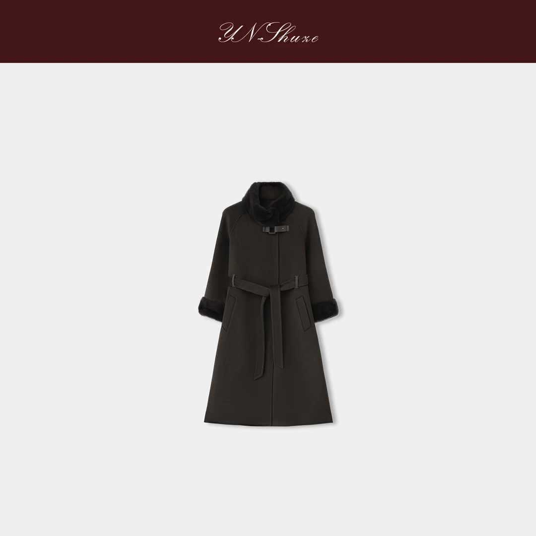 YN-SHUZE【冬日序章】高端水貂毛双面羊毛大衣SZ-YNB-6110319