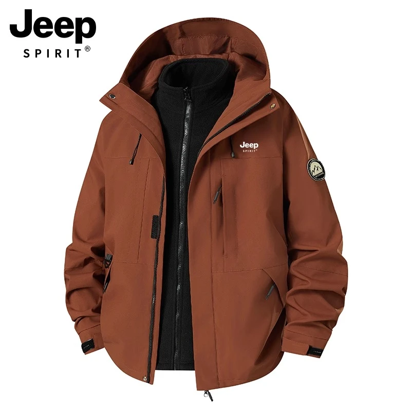 JEEP SPIRIT冲锋衣男2025新款春秋季三合一防风运动男士夹克外套