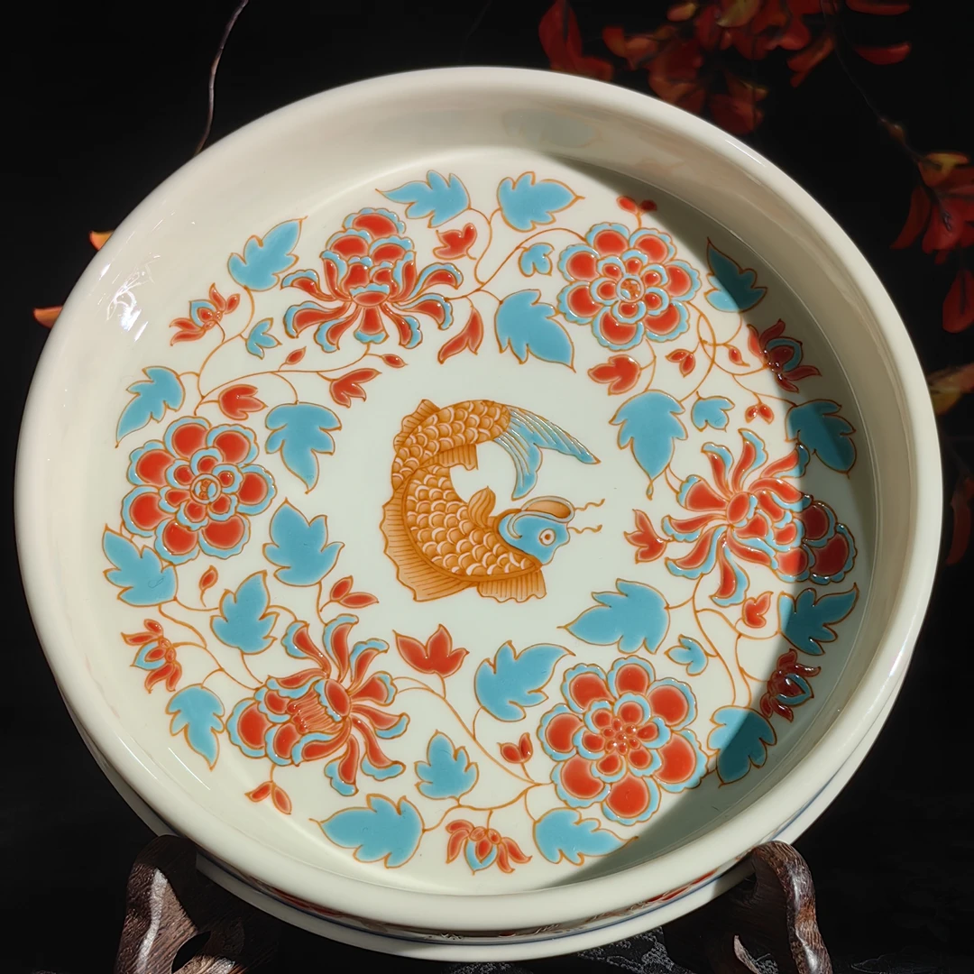 立勤堂 二号釉红绿彩四项牡丹壶承 LQ554