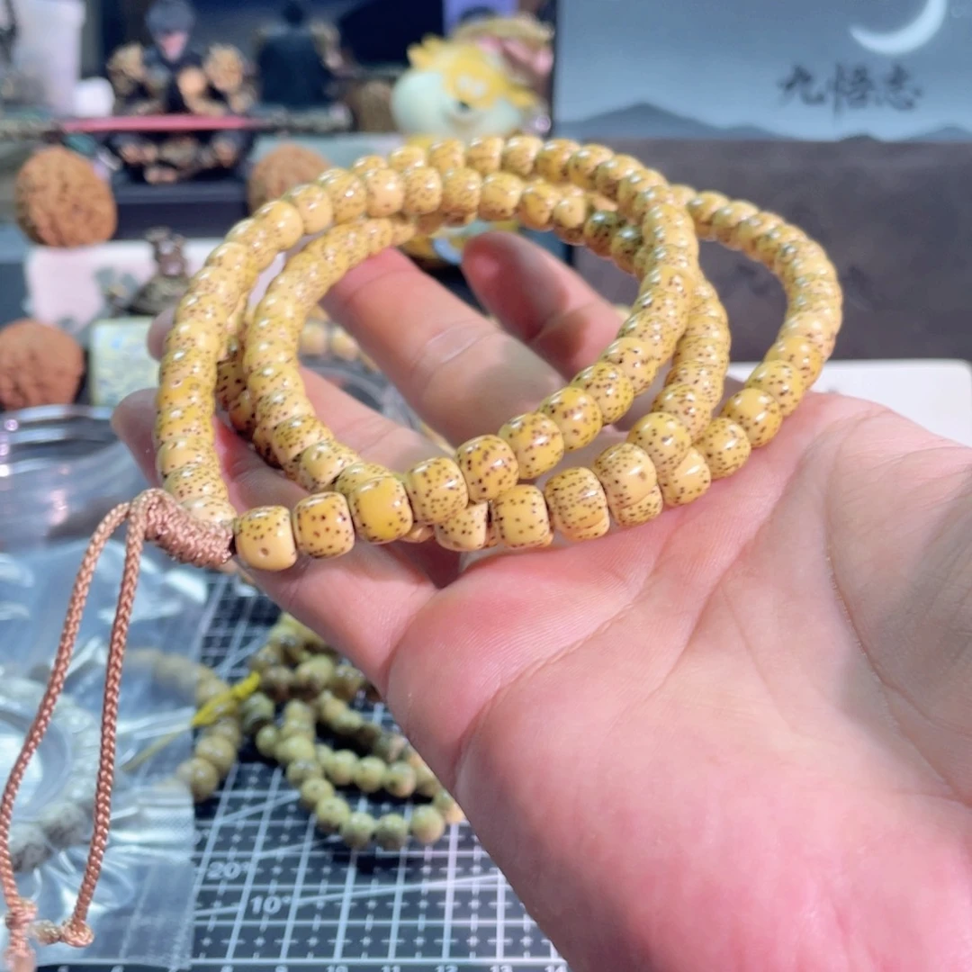 星月菩提手串木*原生态星月菩提原白长串8.7