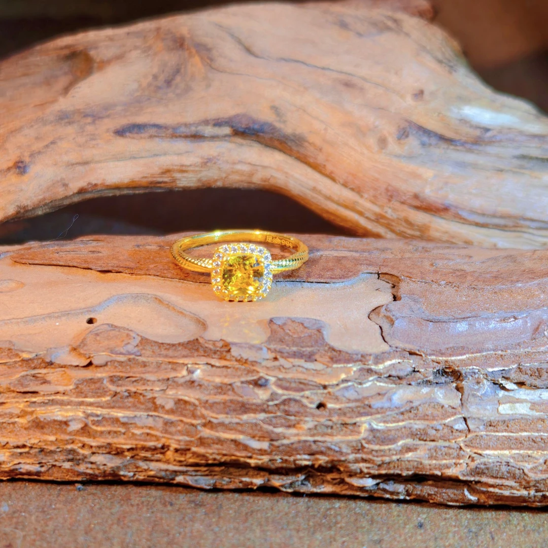 足金 999 黄钻方糖戒指  6D工艺   精品   元旦特惠