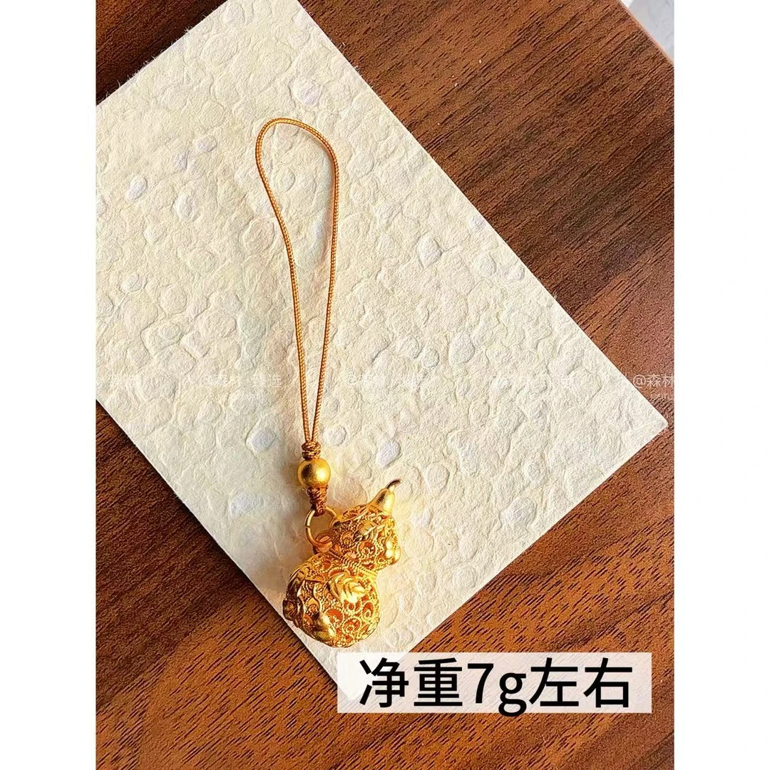 铜镀金 X-32【镂空爬藤葫芦钥匙扣包手机挂件】