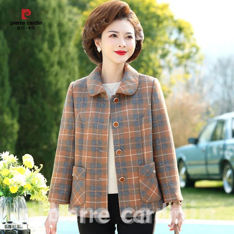 皮尔卡丹中老年妈妈2025春装新款外套50岁秋冬小个子中老年短款格