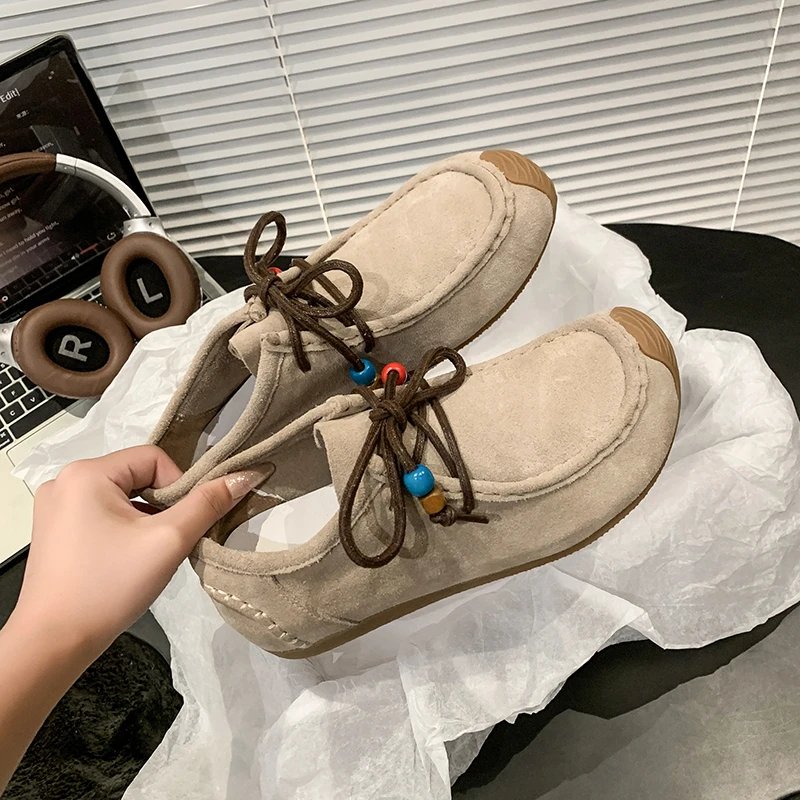 软底勃肯鞋女秋款百搭复古单鞋2025新款爆款流苏袋鼠鞋夏季豆豆鞋