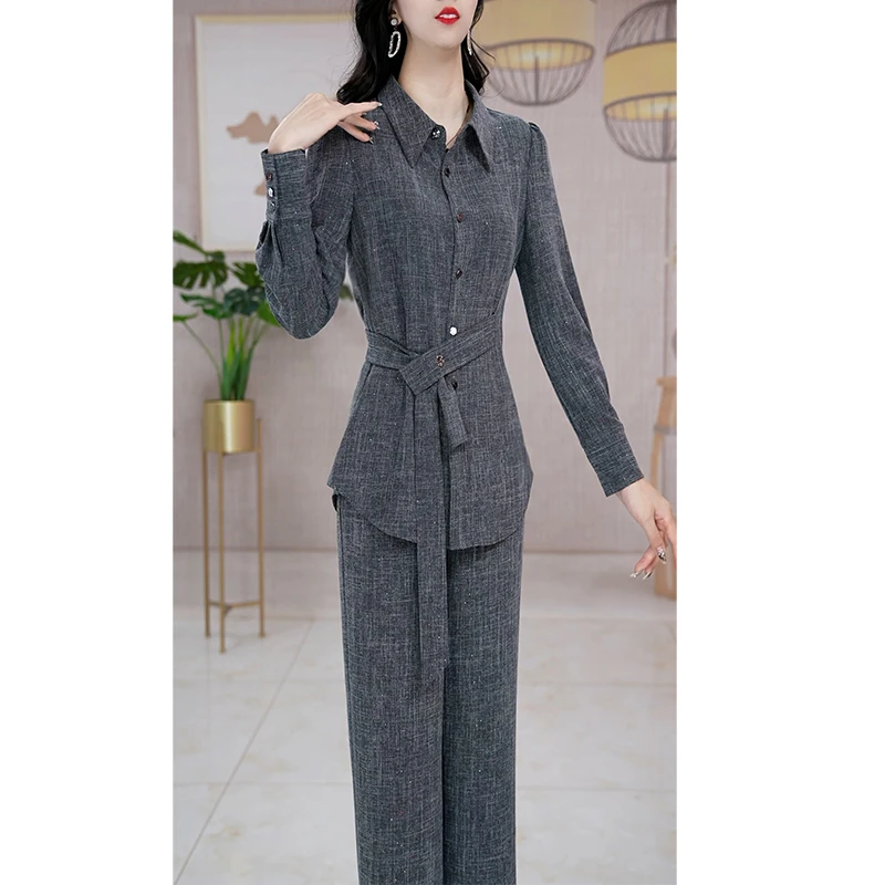 【两件套】24366梦晚春季气质简约时尚大气休闲收腰显瘦套裤-JHY