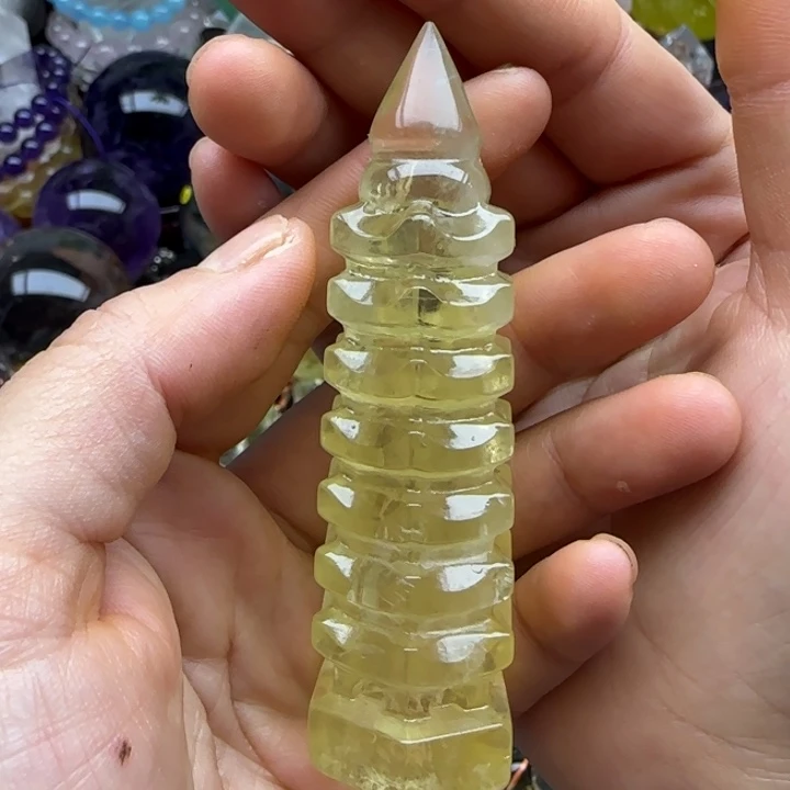 水晶珠宝半成品未镶嵌黄水晶文昌塔
