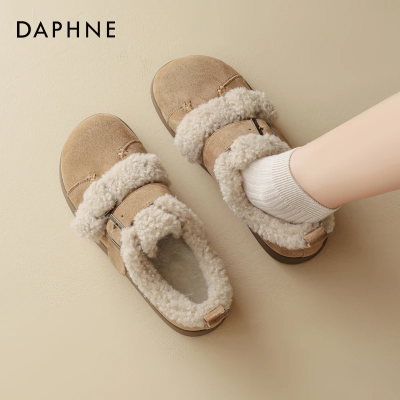 达芙妮爆款雪地靴女2025秋冬季加绒加厚保暖棉鞋一脚蹬休闲毛毛鞋