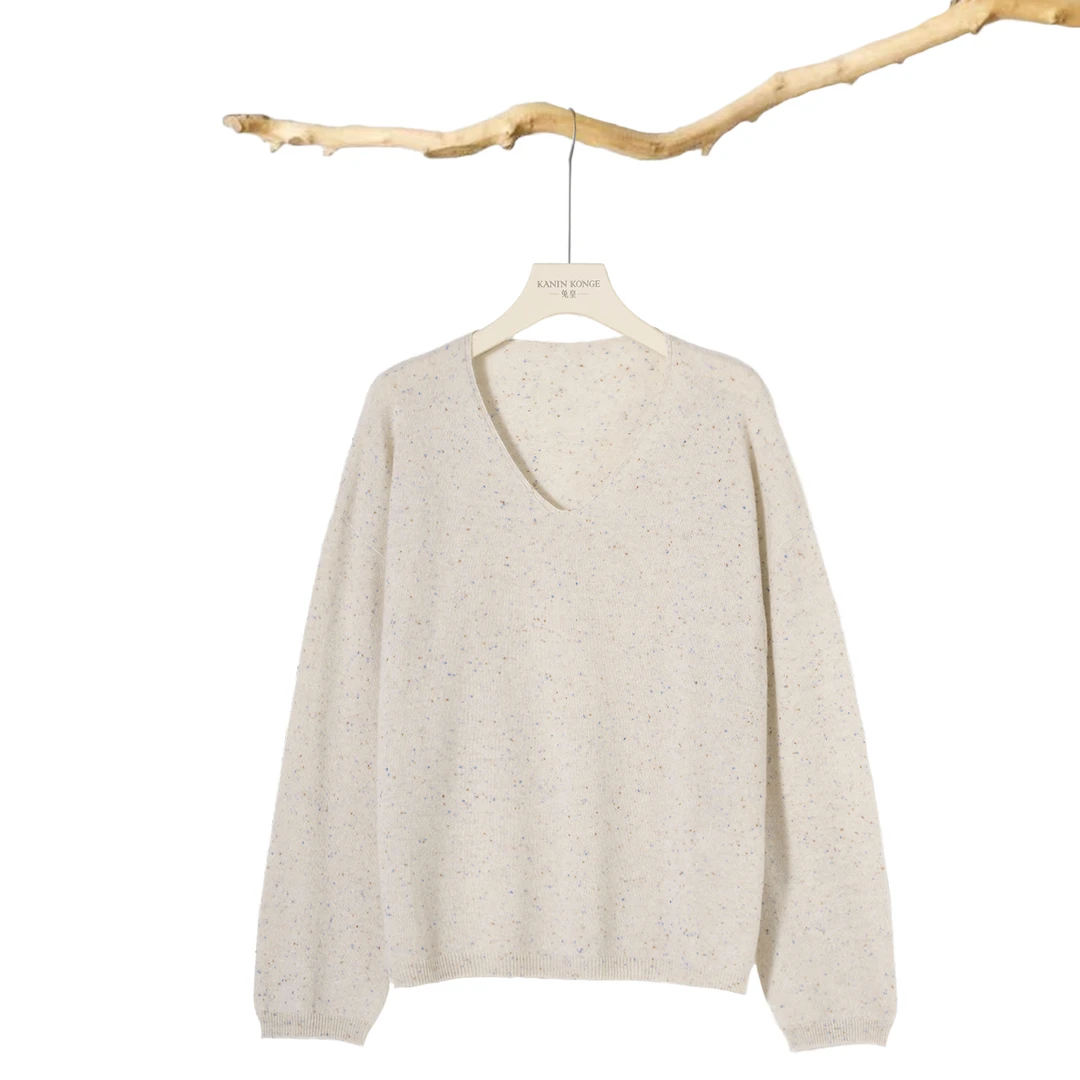 TUHUANG/秋冬季V领羊绒女套衫百搭针织桃心领上衣ZBZQ2142