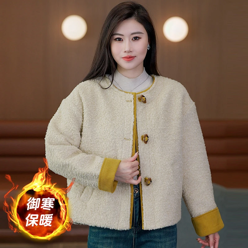 加绒加厚短外套女2025冬季百搭毛夹克上衣别致减龄显瘦外套保暖