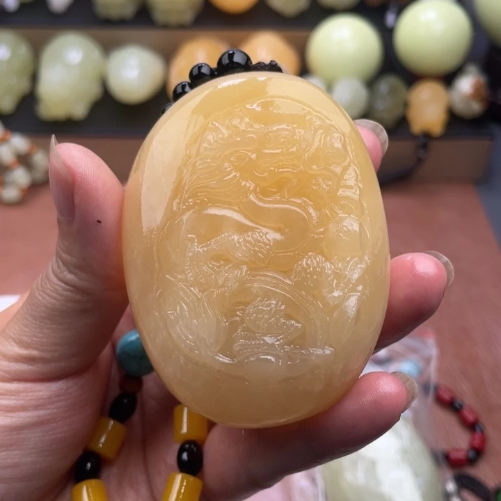 心***物石材天然古青石手把件