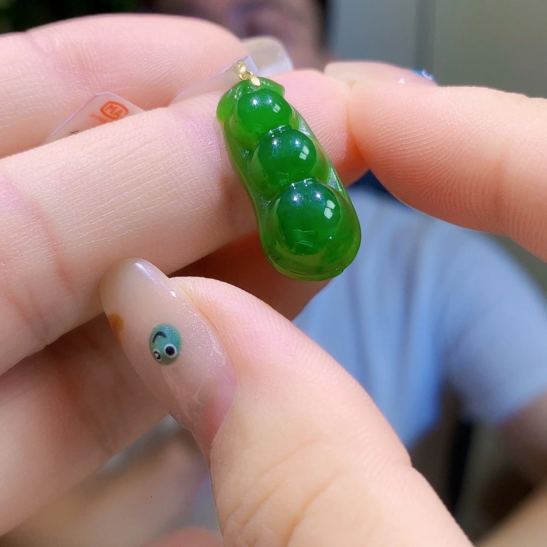 和田玉（碧玉）18K金镶嵌颈饰