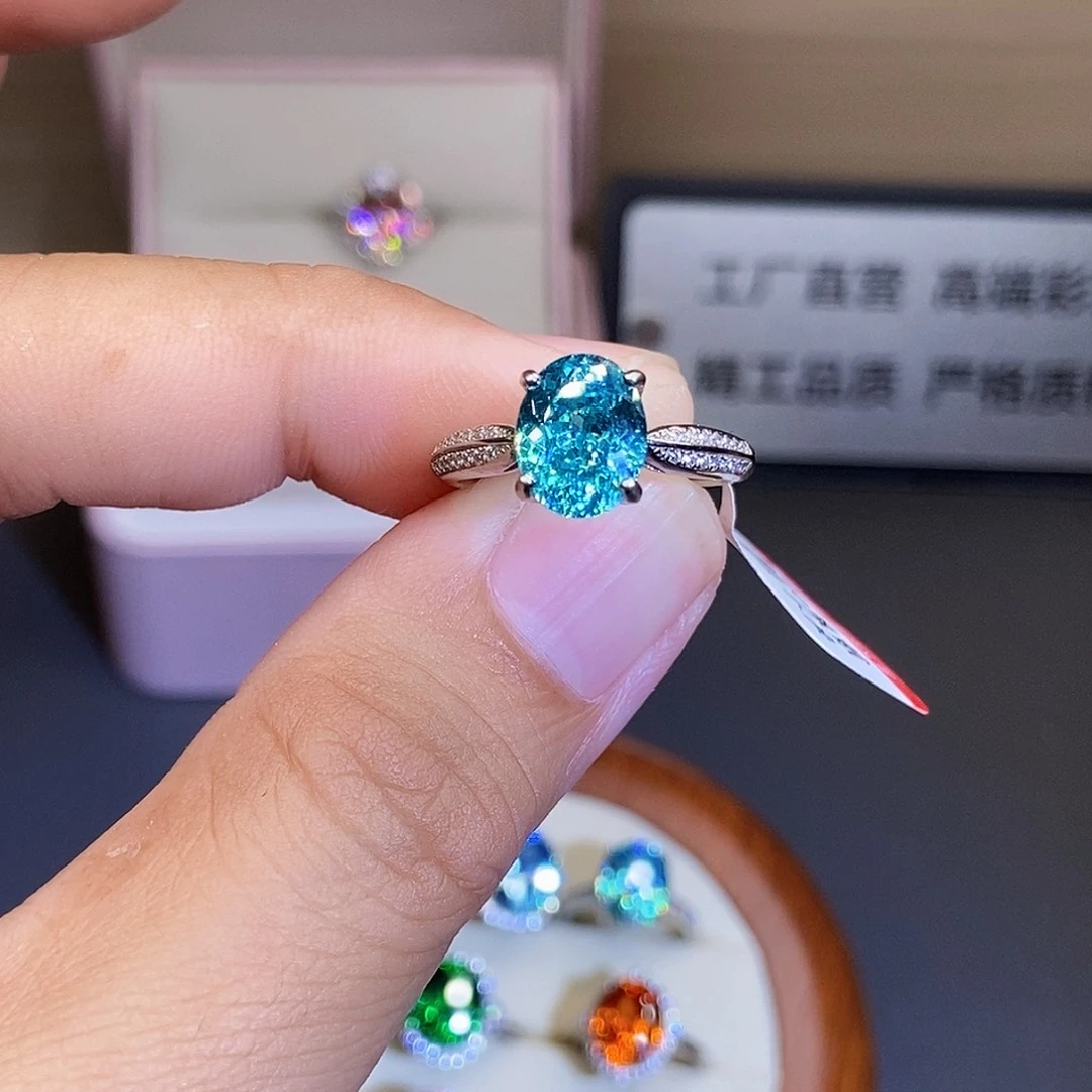 银S925镶嵌戒指碧玺