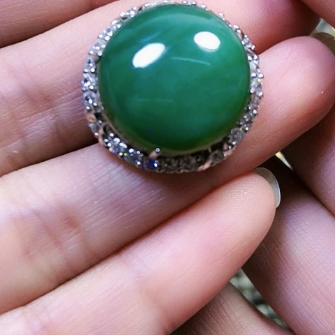 和田玉银S925镶嵌戒指