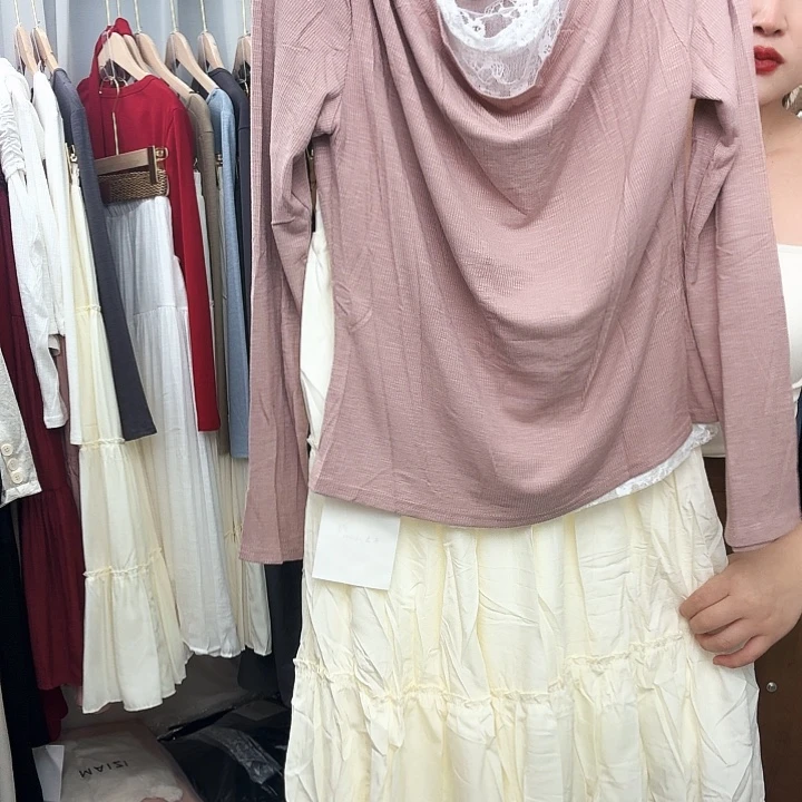 定制套装粉色上衣蕾丝边➕米白色半身裙秒杀不退不换256