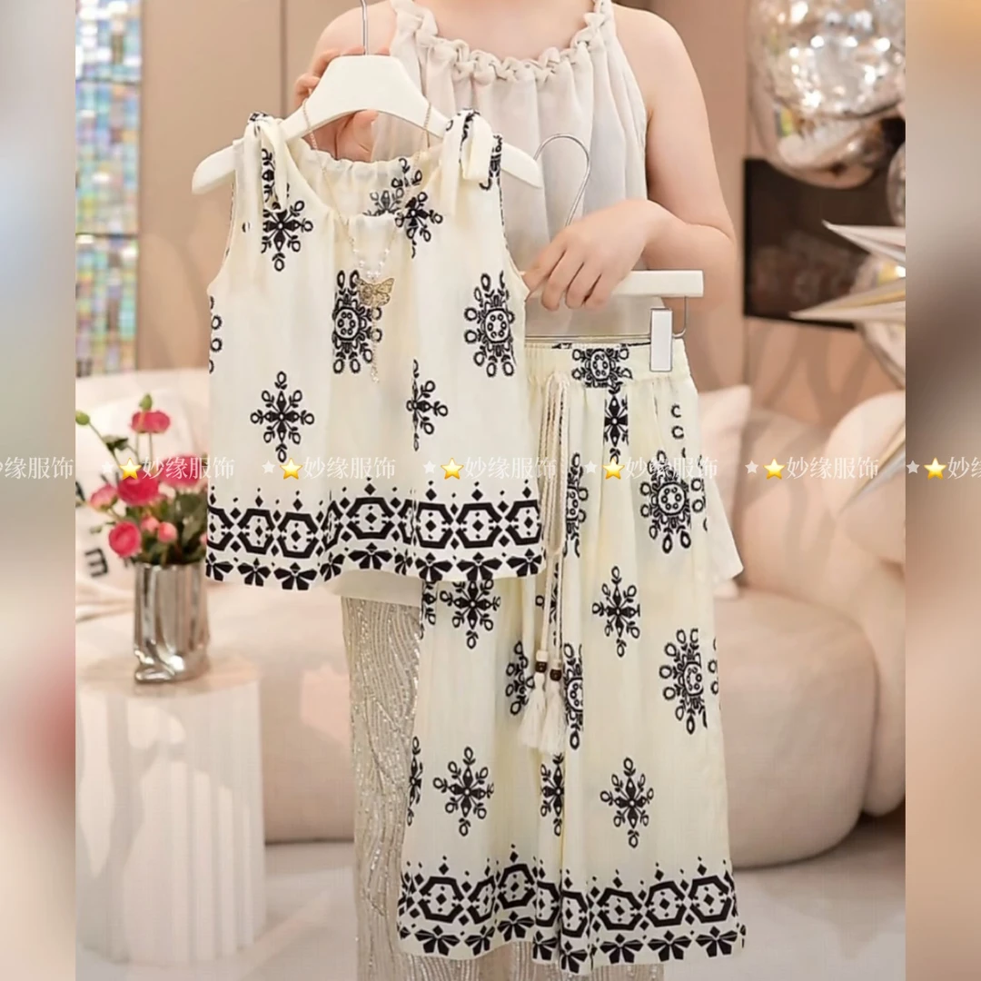 女童套装夏季2025新款洋气儿童超好看夏装女童夏日绝美两件套薄款