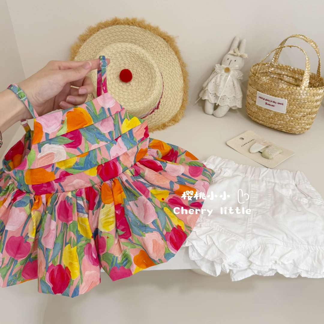 樱桃小小 2025女童甜美碎花吊带两件套【dy022】