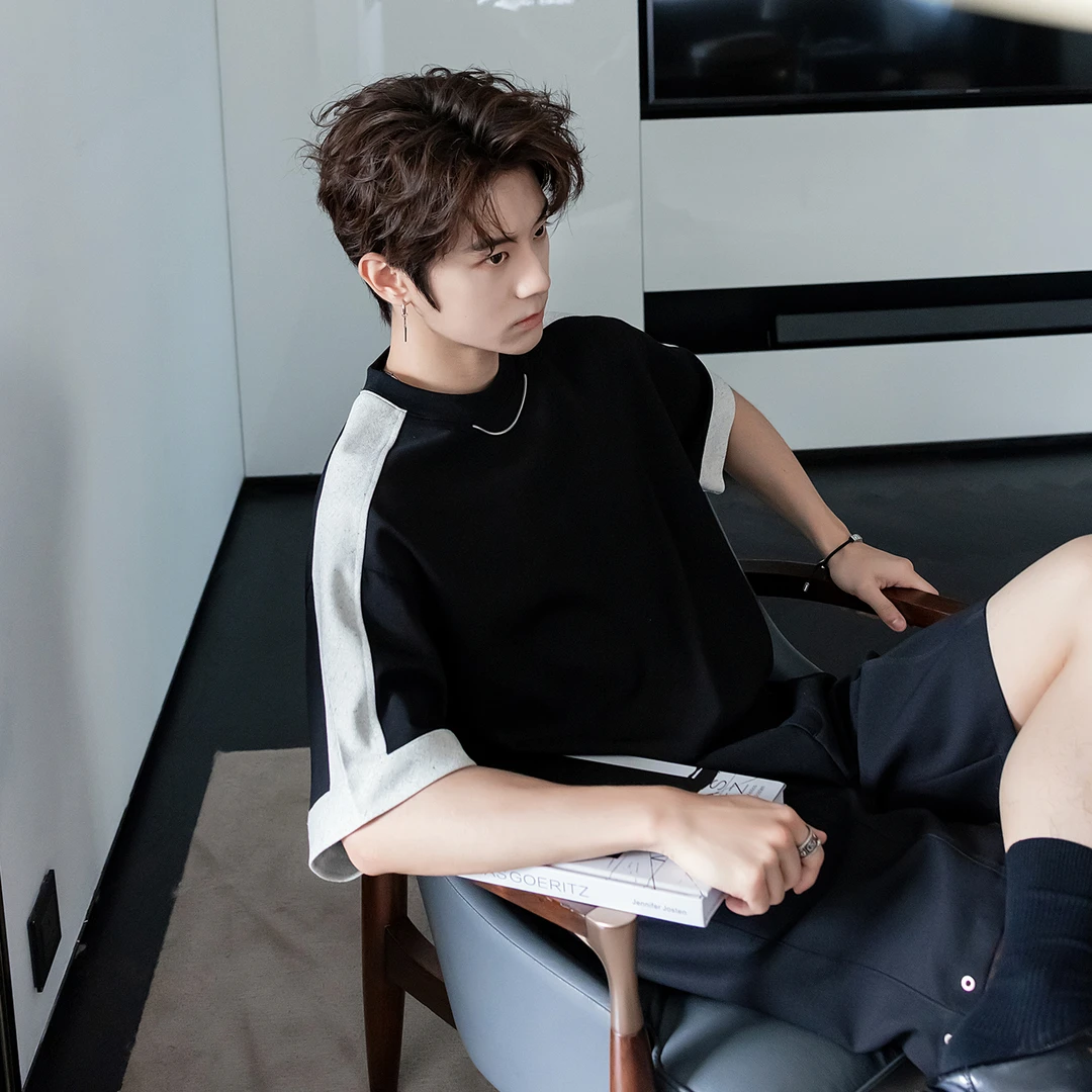 CHICERRO西西里男装2025夏季新款宽松短袖T恤男百搭设计感上衣潮