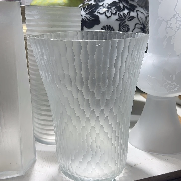 琉璃手工艺品明料磨刻花瓶花器高26口18