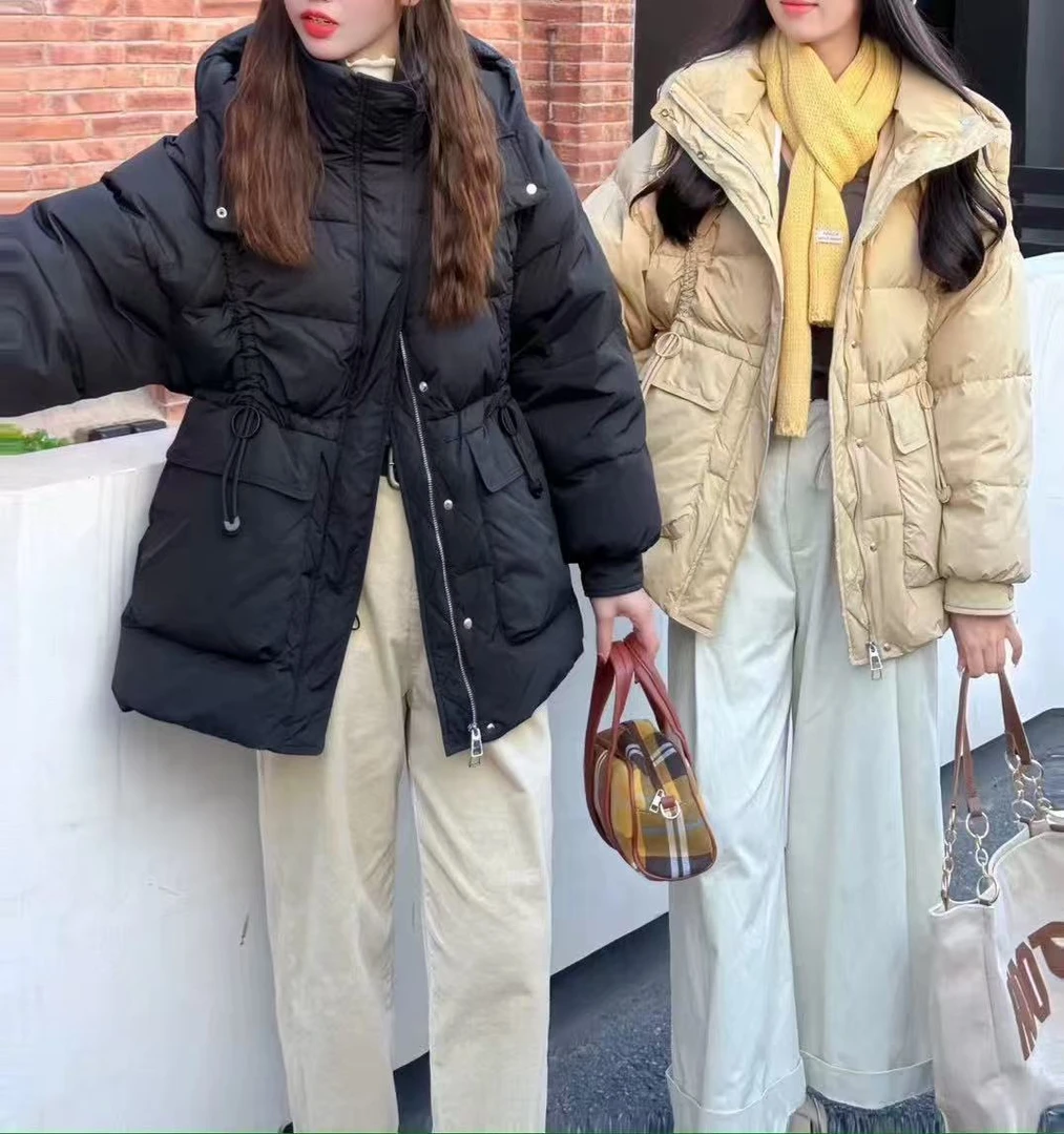 爆爆中长款羽绒服女2025冬季白鸭绒加厚洋气面包服外套8602
