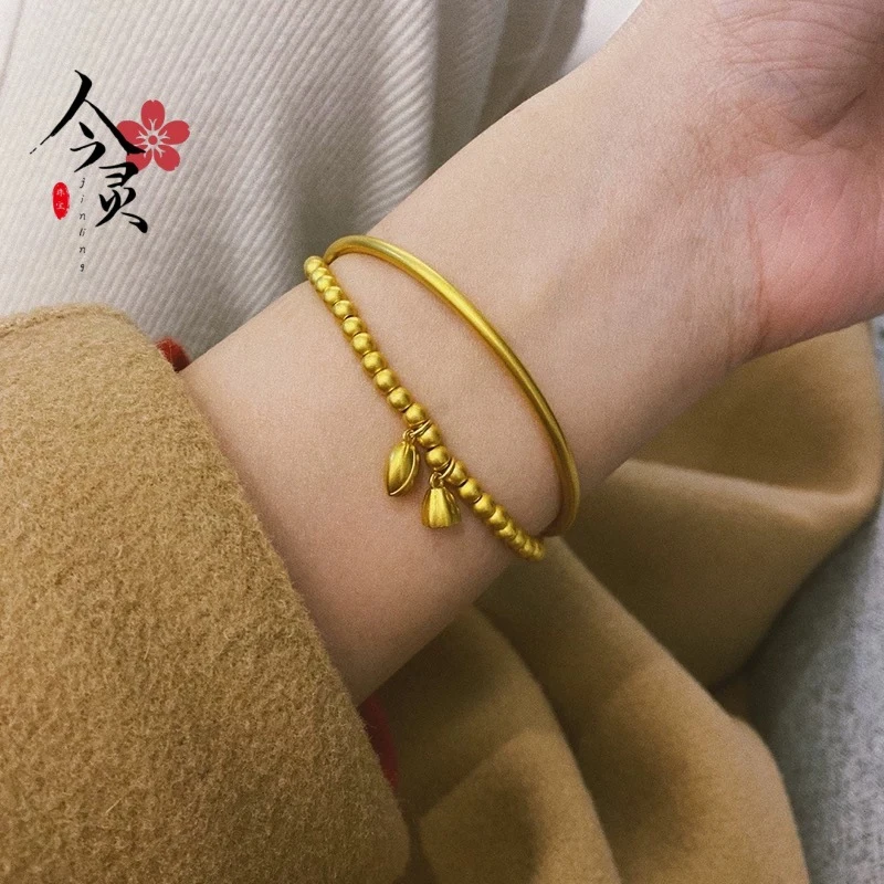 铜合金亚克力手链 传承 风气质金色手链爱心/水滴/铃铛女素款古法