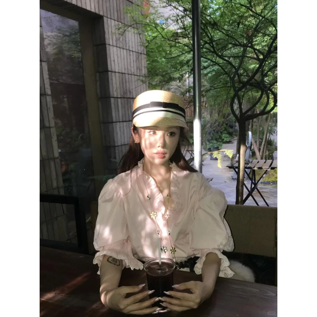 【日系细麦秆】2025夏新款小香风蝴蝶结马术帽子夏季遮阳草帽法式